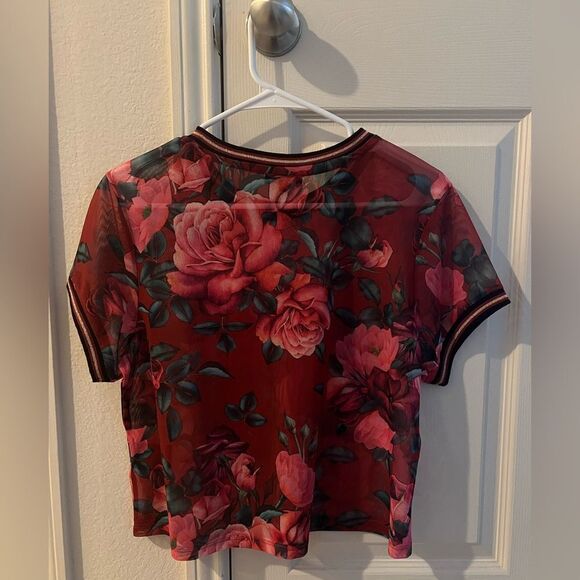 CoolCat Sheer Floral Mesh Top - Size XS - Picture 2 of 6